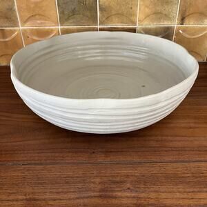 Vintage Ribbed Pasta Salad Serving Spin Bowl 12.75"x4"